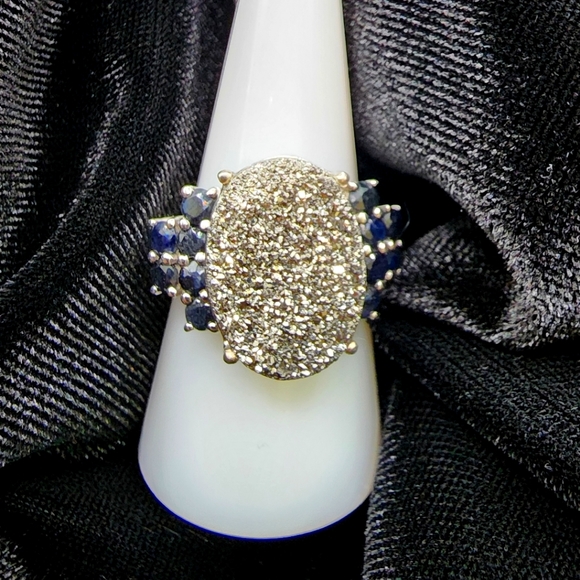 10 K White Gold Drusy Quartz  Ring size 9 - Picture 3 of 10